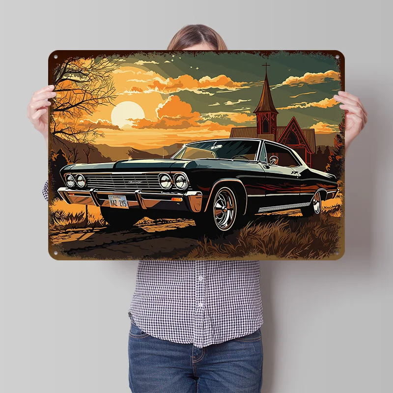 Metallicar Chevy Impala Metallposter Individualisierte Wandkunst Retro Vintage Metallschilder für Männerhöhle Inneneinrichtung Hausdekoration