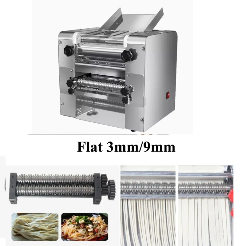 Commercial Electric Noodles Machine Stainless Steel Desktop Spaghetti Dough Press Sheeter Roller Kneading Pasta Maker110V/220V