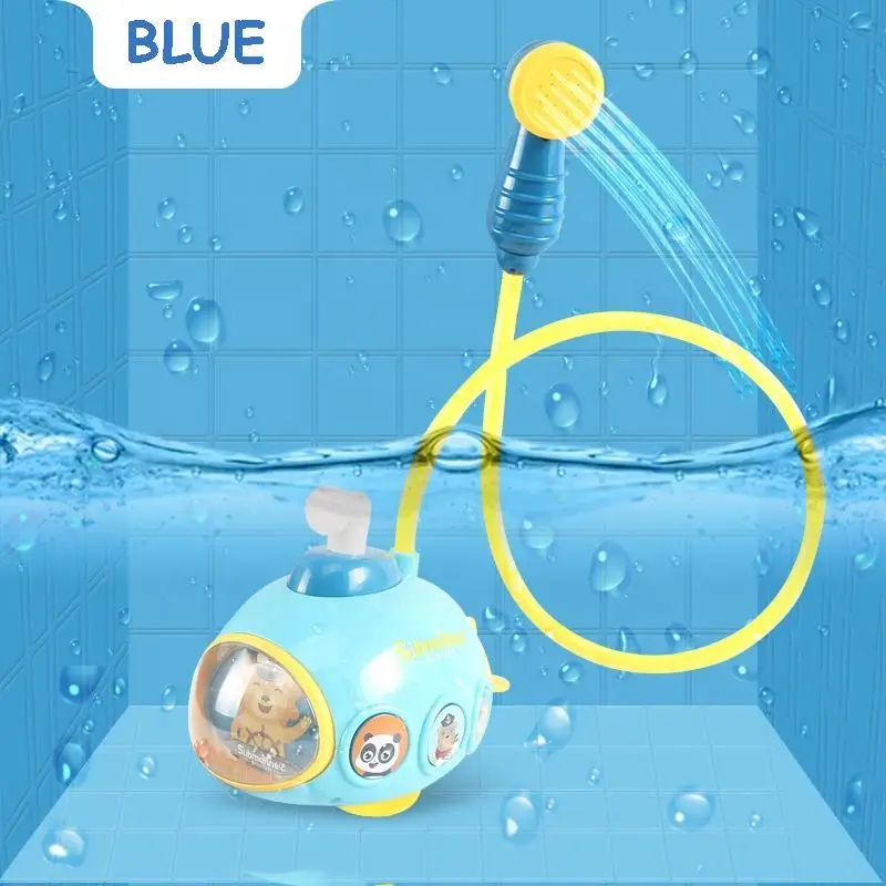 Hot Selling Water Play Toys Battery Operated Submarine Shape Bathtub Toy Water Pump with Hand Shower Baby Bathtub Toy