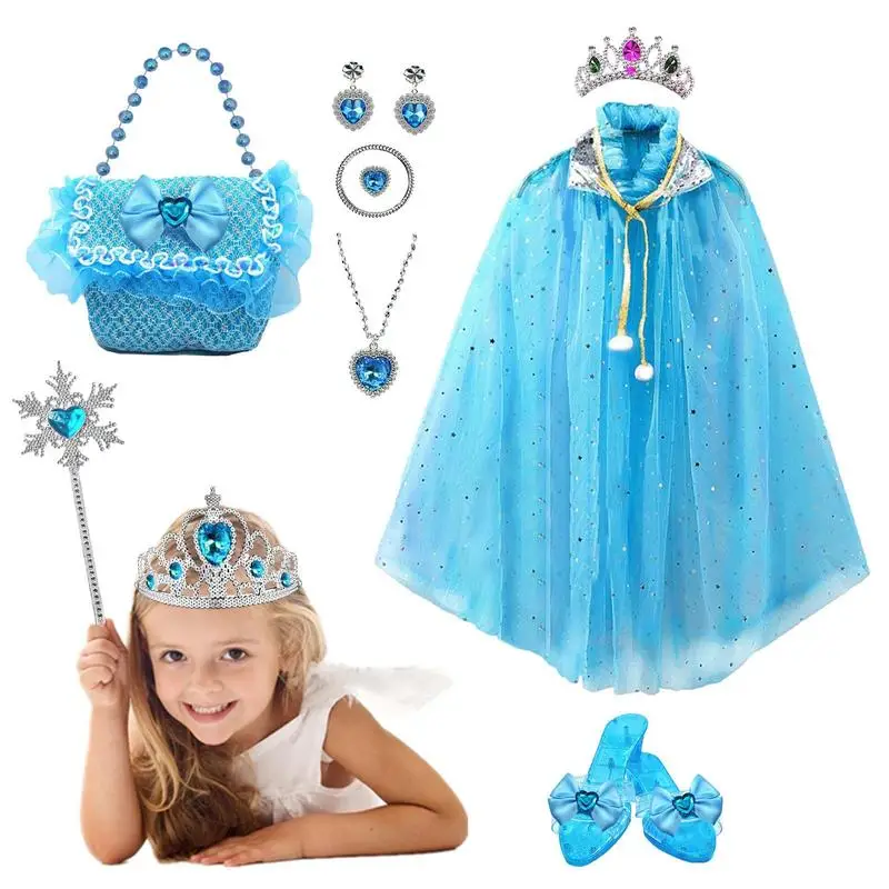 

Princess Dress Up Set Princess Cloak For Girls Girls Cloak Princess Dress Up Clothes With Crown Wand And Necklace Bracelet High