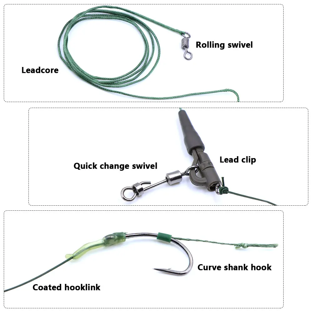 Fertig gebundene Karpfen-Haar-Rig-beschichtete Linie, Hubschrauber-Rigging zum Angeln, Karpfen-Methode, Feeder, Boilie-Angelzubehör, Tackle – Detail 3