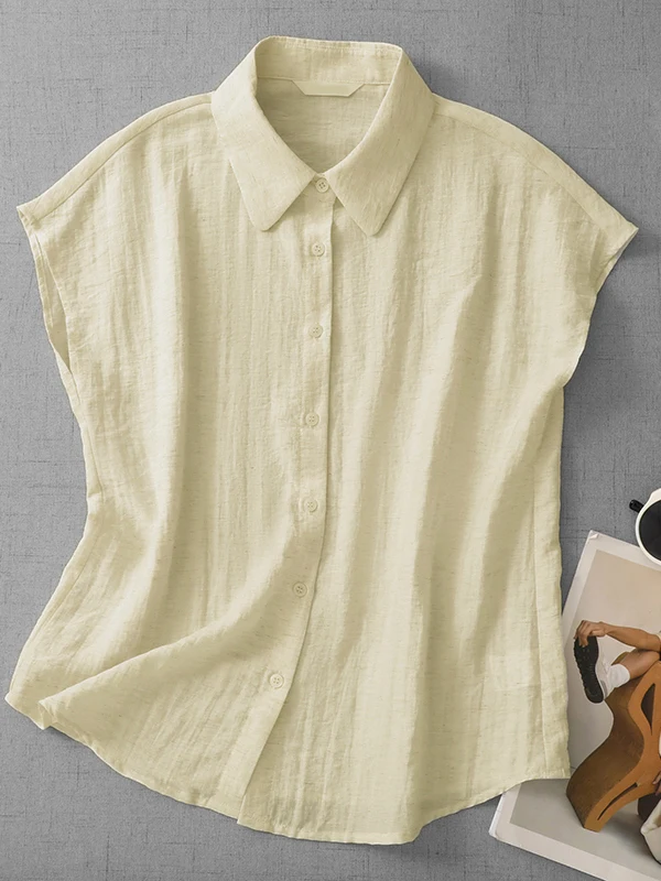 

Lightweight Cotton Linen Short Sleeve Shirt Women's Summer New Casual High End Linen Short Top Moisture Wicking Open Cardigan