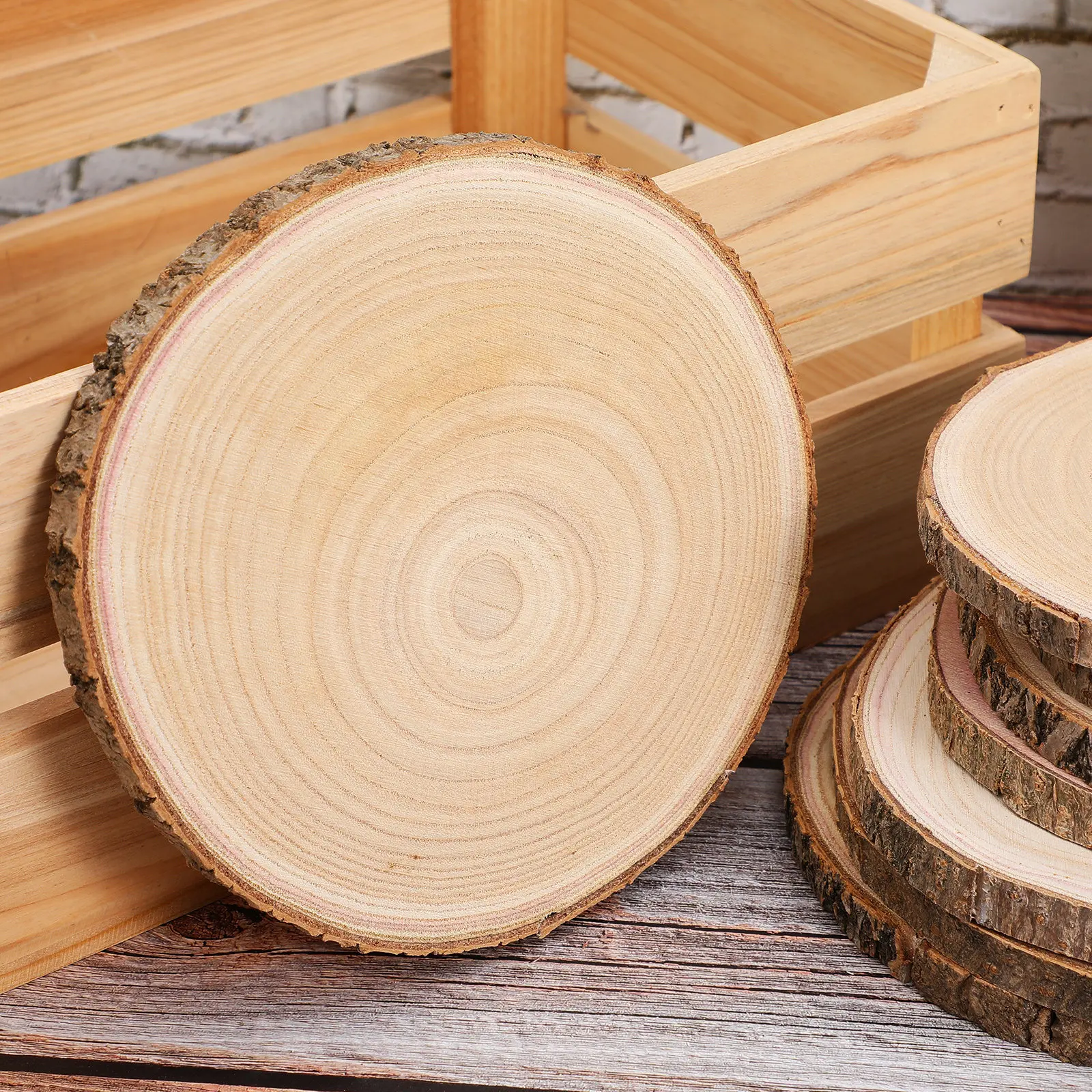 

8Pcs Paulownia Wood Slices Blank Rustic Wood Discs for DIY Craft Painting Burning Wedding Centerpieces Home Decor