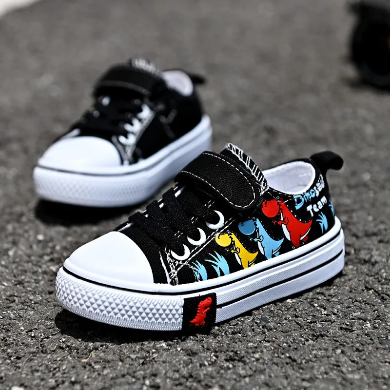 Children cartoon canvas shoes boys and girls casual low-top shoes baby spring and autumn breathable single fashion sneakers