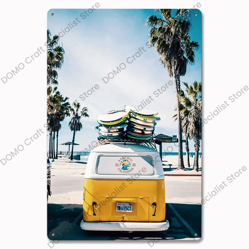 Vintage Beach Party Poster Surfing Paradise Metal Tin Signs California Hawaii Metal Plate Wall Decor for Bar Pub Club Home