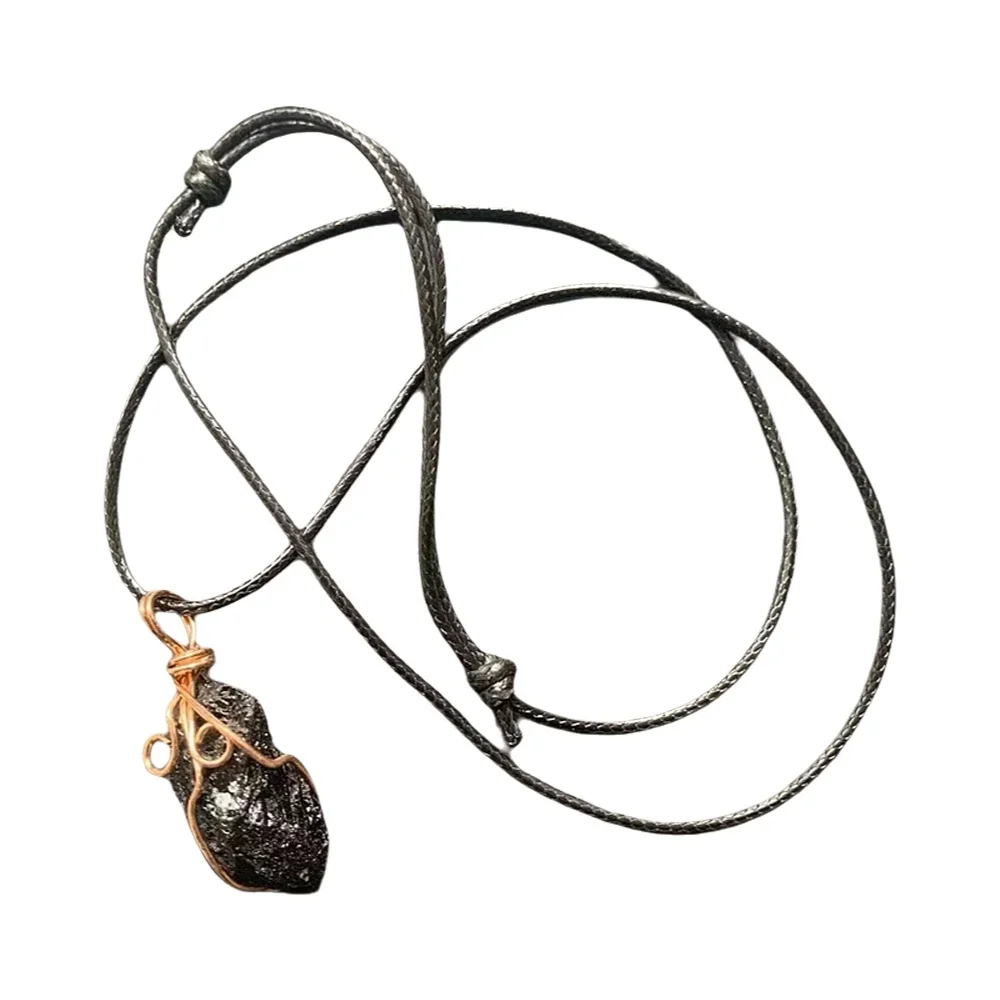 Raw Black Tourmaline Pendant Necklace Wholesale Bulk Rough Stones Copper Wire Wrapped Jewelry Crystals Necklaces 1pc Dropship