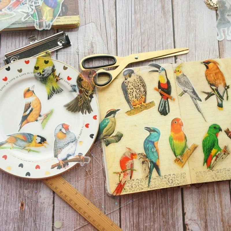 

28pcs Tropical Jungle Parrot Bird Style PET Sticker Scrapbooking DIY Gift Packing Label Decoration Tag
