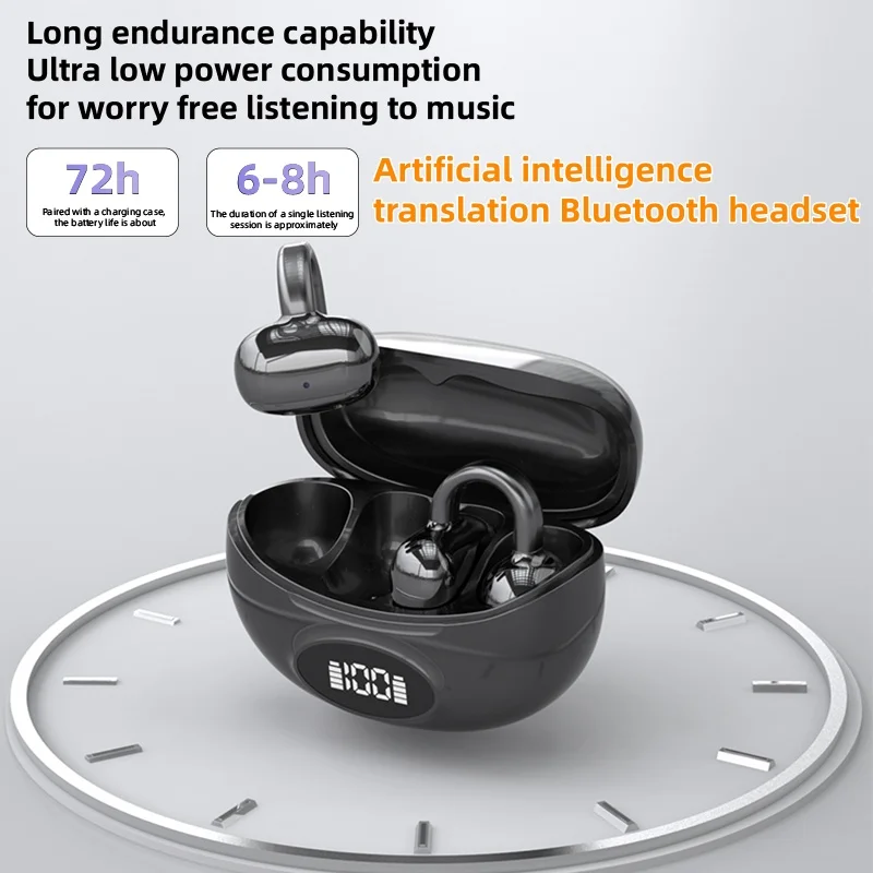 AI Tradutor Bluetooth 5.4 Fones de ouvido W19 Fones de ouvido AI Tradutor Fones de ouvido sem fio Esportes Gaming Earplug