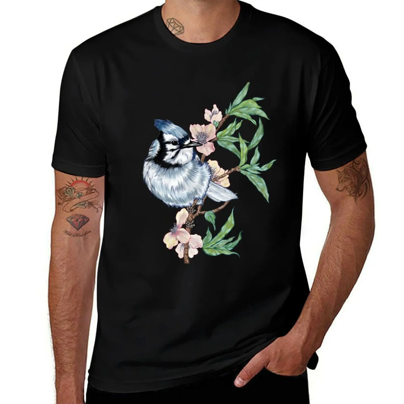 

Blue jay T-Shirt t shirt personalised black cotton t-shirt plain for man package t shirt men 100% cotton luxury brand T-Shirt