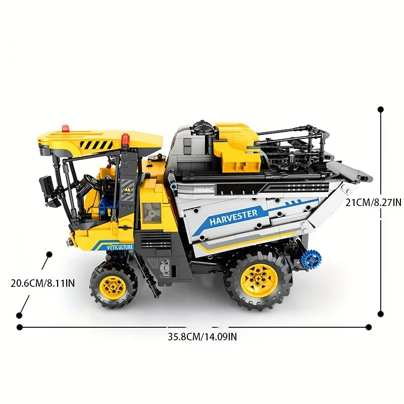 وحدات بناء سيارات تعمل بالتحكم عن بعد للأطفال ، آلة حصاد عنب ، مركبة هندسة زراعية ، نموذج طوب إلكتروني ، ألعاب كهدايا #6