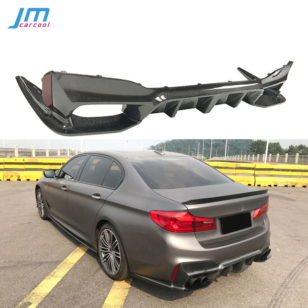 Prepreg Dry Carbon Fiber Rear Bumper Diffuser Spoiler For BMW 5 Series G30 F90 M5 Sedan 4 Door 2017- 2022 Black Bumper Guard FRP