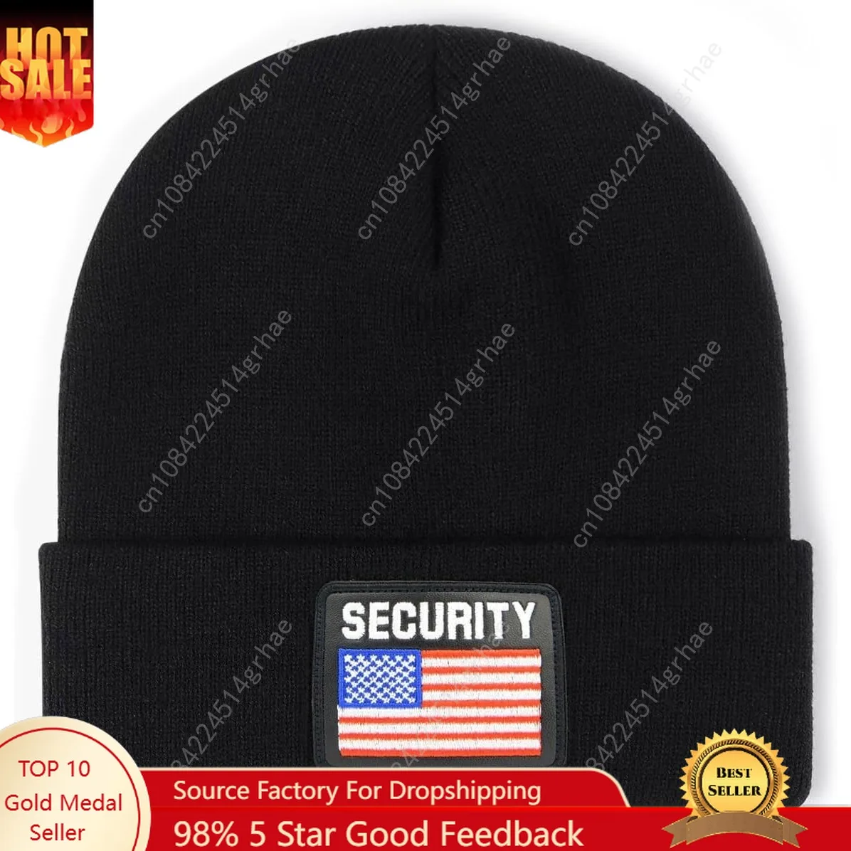 

Security American Flag Embroidered Beanie Hat for Men, Patriotic Unisex Beanie for Security, Outdoors & Gifts Black