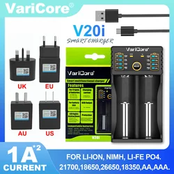 VariCore V20i V10 Lithium Battery Smart Charger for 18650 3.7V 3.2V 26650 10440 16340 21700 20700 14500 1.2V NiMH AA AAA