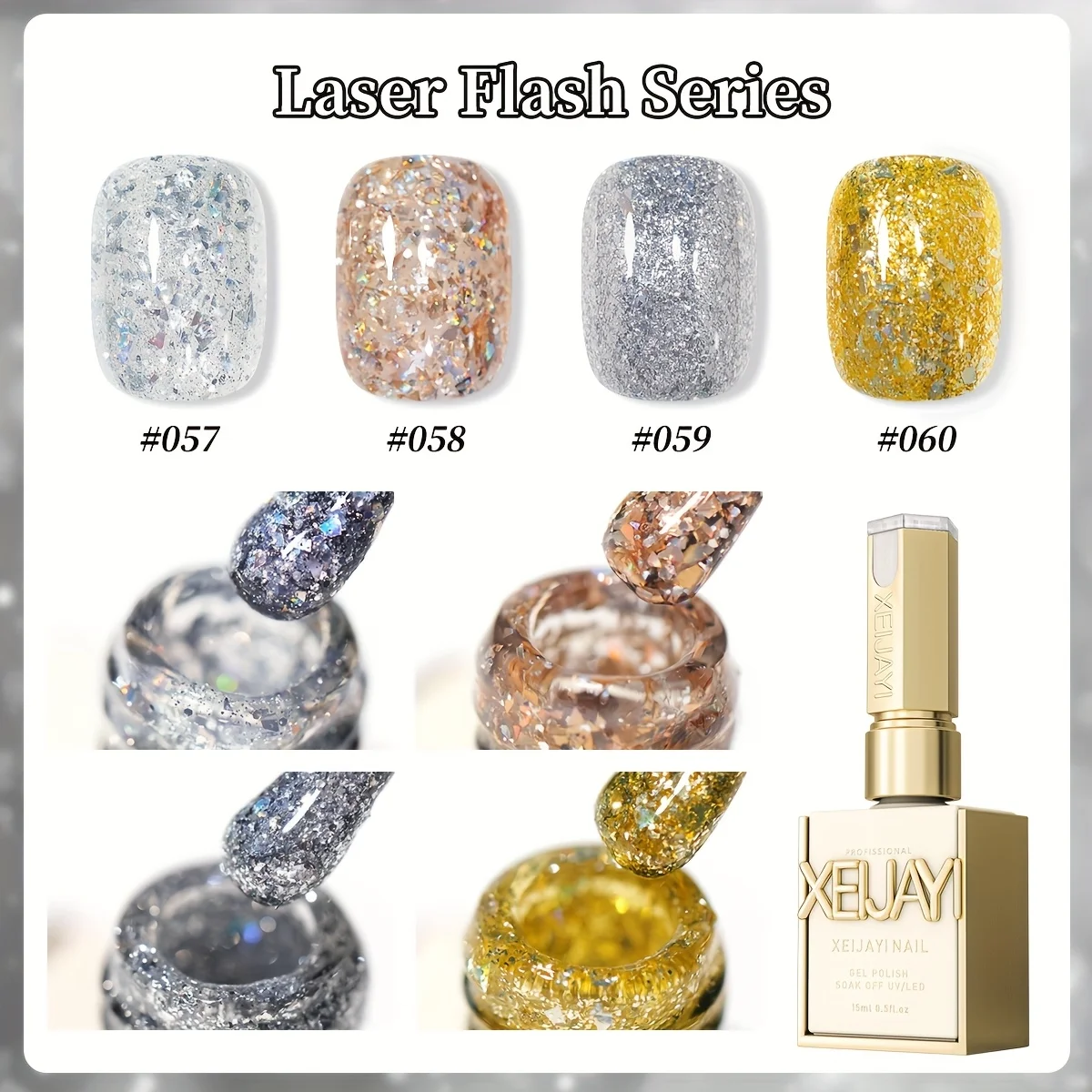 XEIJAYI 1개 15ml 젤 네일 폴리쉬, UV LED 소킹 젤, 반영구, DIY 살롱 퀄리티 네일 아트 젤 여성용