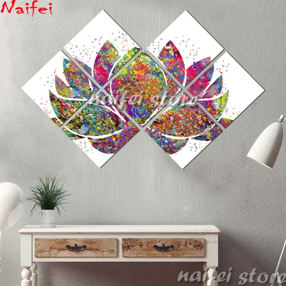 Lotus Flower Yoga Symbol 7pcs set diy Diamond Painting Cross Stitch Kits Picture Home Decor Full square round Diamond Embroidery