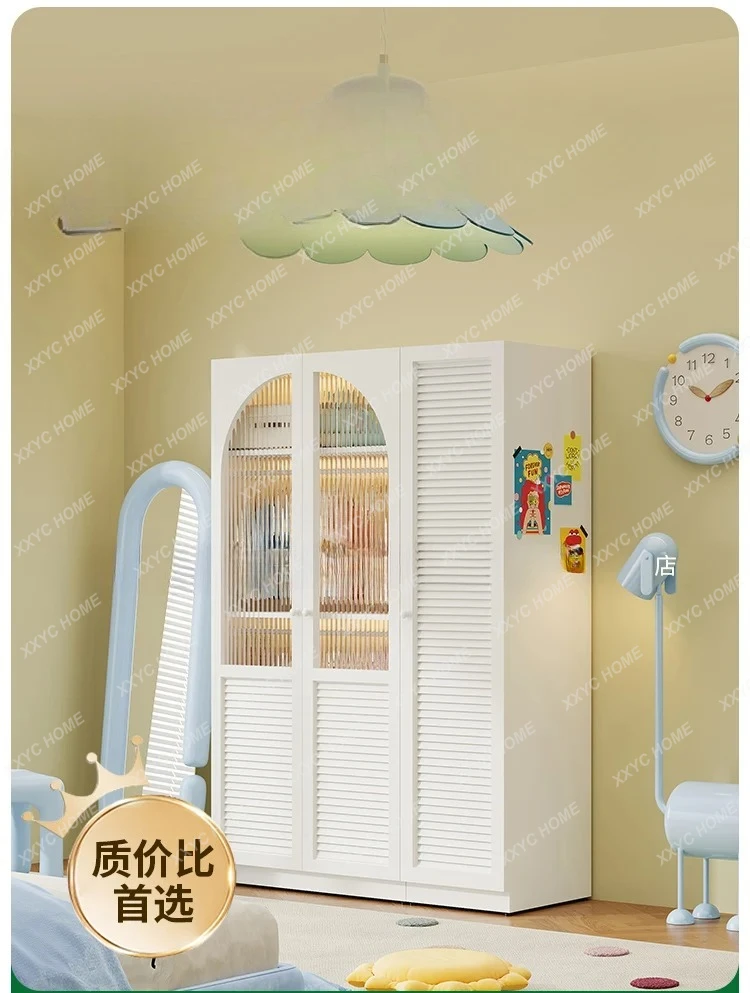 X-S New medieval style children's wardrobe bedroom household strong small apartment room durable iron sheet HG
