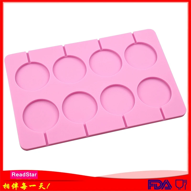 100PCS/LOT ReadStar 8LO075RD022 Round Lollipop Soap Silicone Molds 8 Cavities Baking Mould DIY Cake Chocolate Soap Mold