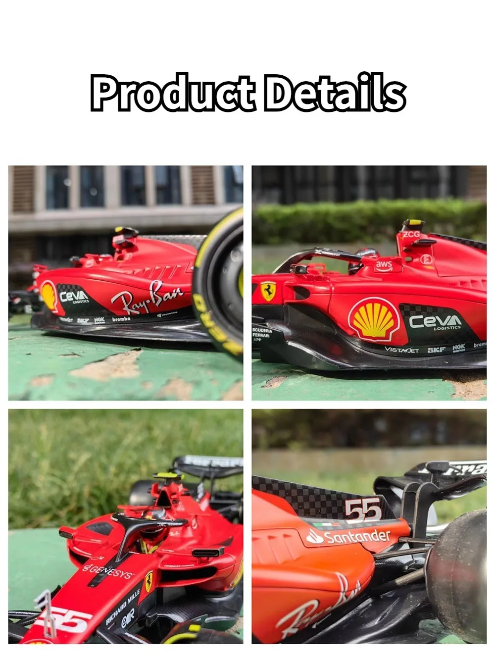 Bburago-Ferrari F1 Racing Modelo Toy Car, 1:18, SF23 Escala, Liga Diecast, Grande Escala, Fórmula Um, Novo modelo, #16 Lecler, 55 Sainz Jr, 2023