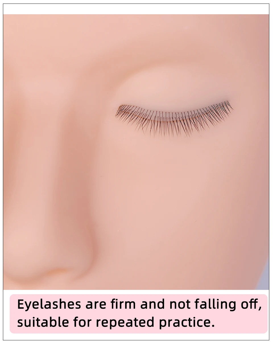 3-lagiger Wimpern-Mannequin-Kopf zum Üben von Wimpern-Make-up, Werkzeug für Wimpernverlängerungen, Übungswerkzeuge für Wimpern-Transplantation, Make-up-Trainingsmodell – Detail 4