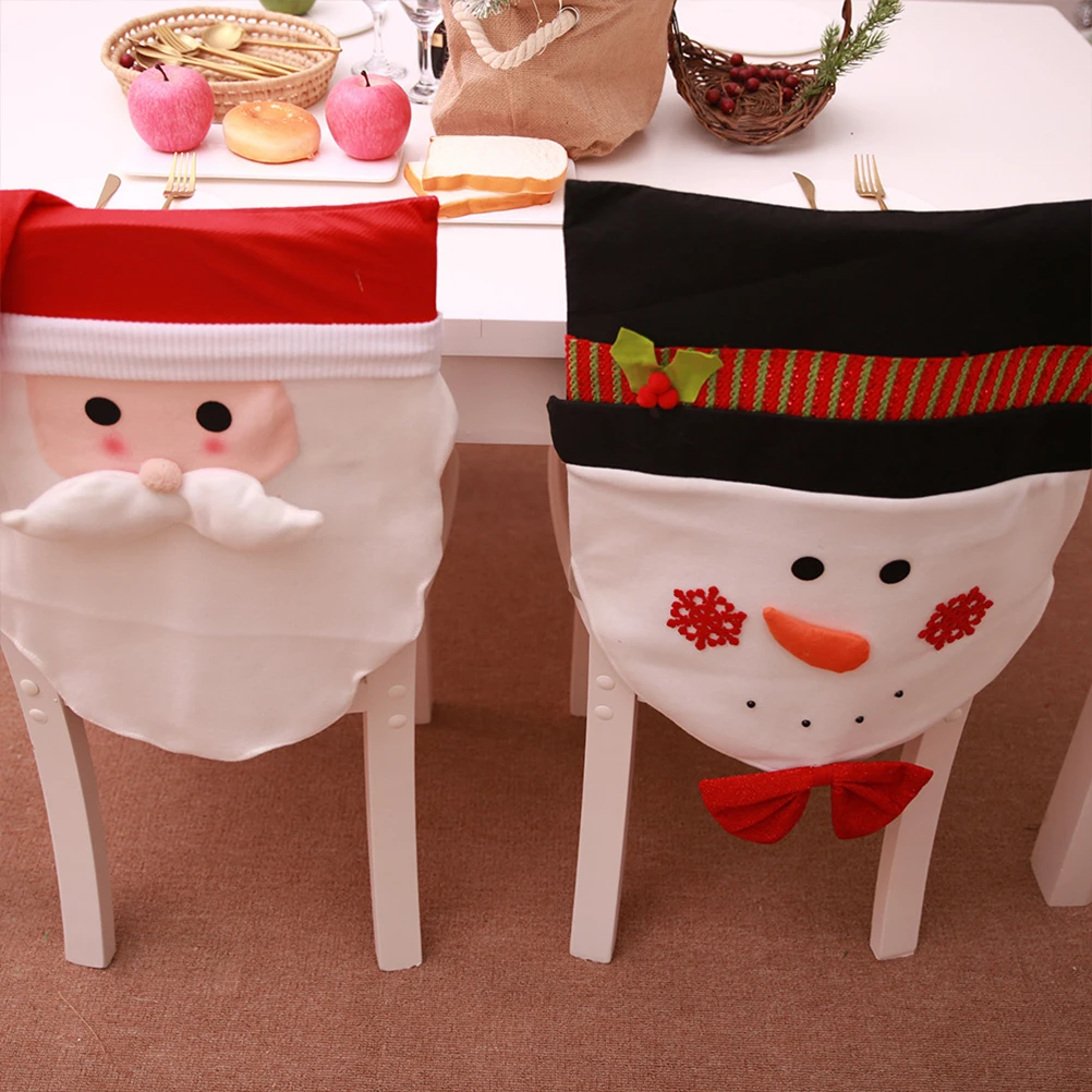 

Snowman Chair Cover Christmas Decorative Seat Protector Xmas Party Dining Room Furniture Covers Holiday Home Accessories