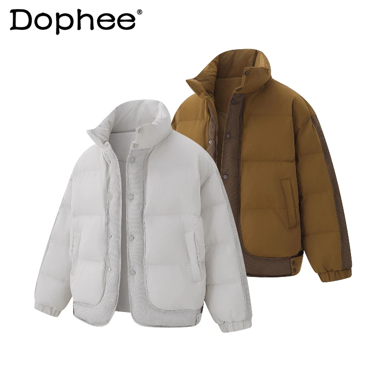 

Модные мужские парки с воротником-стойкой, утепленные, теплые, свободные, удобные куртки, топы, мужские зимние новинки 2025 года, одинаковые по цвету парки, пальто