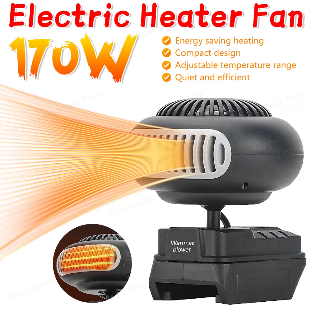 800W Mini Heater for Home Small Bathroom Heating Fans Low Noise Electric Heater Fan Battery Powered Demister Defroster for Home