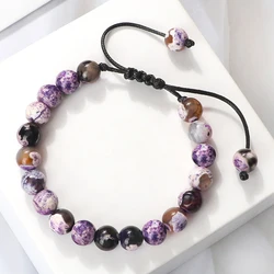 Natural Agates Stone Bracelet Women Quartzs Chakra Beaded Bracelets Handmade Bangles Men Yoga Energy Jewelry Gifts Adjustable