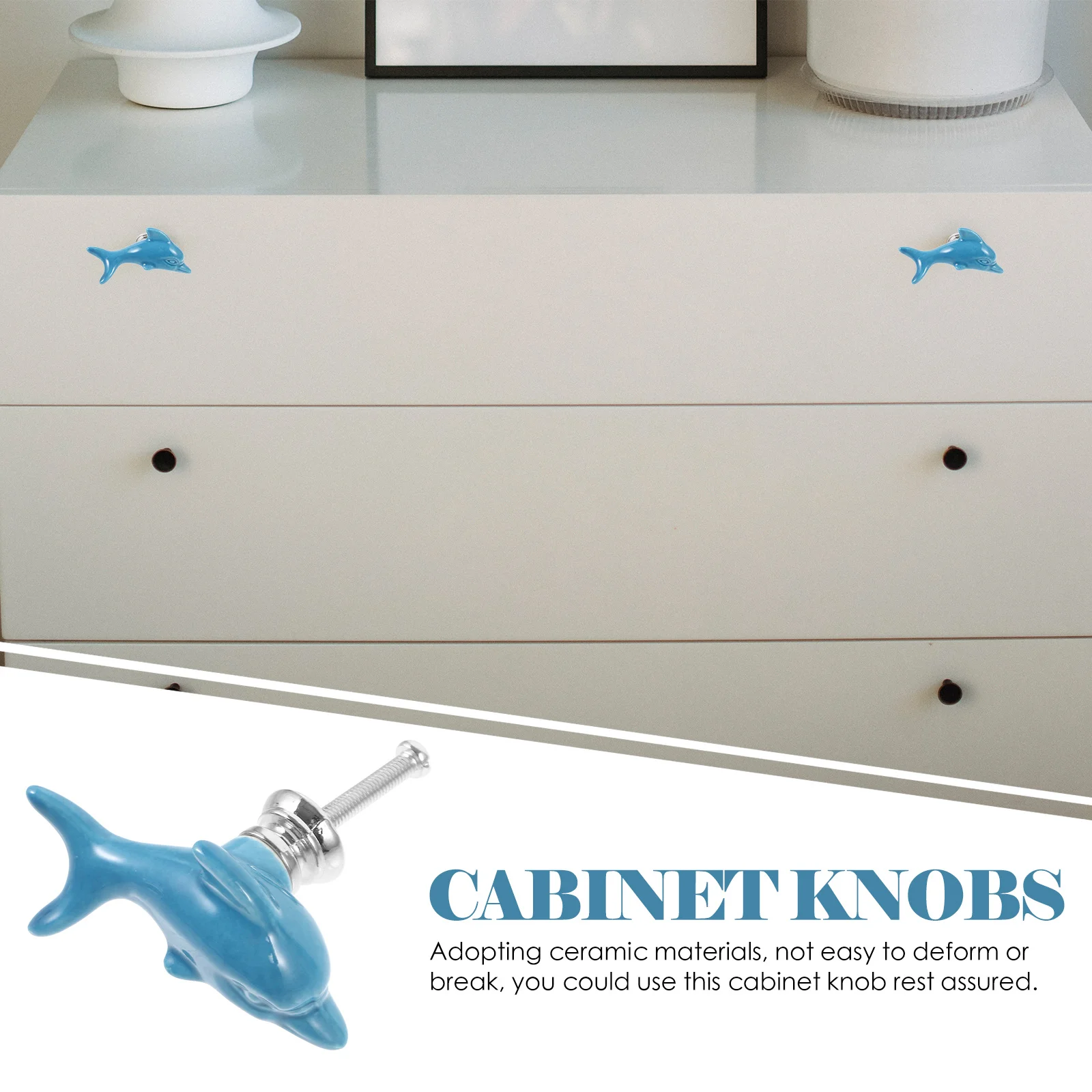 

2Pcs Dolphin Cartoon Ceramic Cabinet Knobs Single Hole Decorative Dresser Drawer Pulls Lightweight Kitchen Cabinet Handles