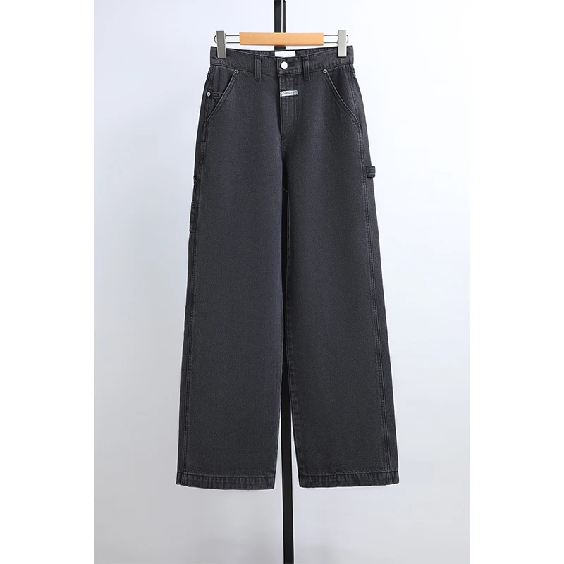 

High Waist Straight Leg Loose Fit Jeans Long Trousers Spring New Women's Casual Faion Korean Sle Waed Denim Ladies Pants