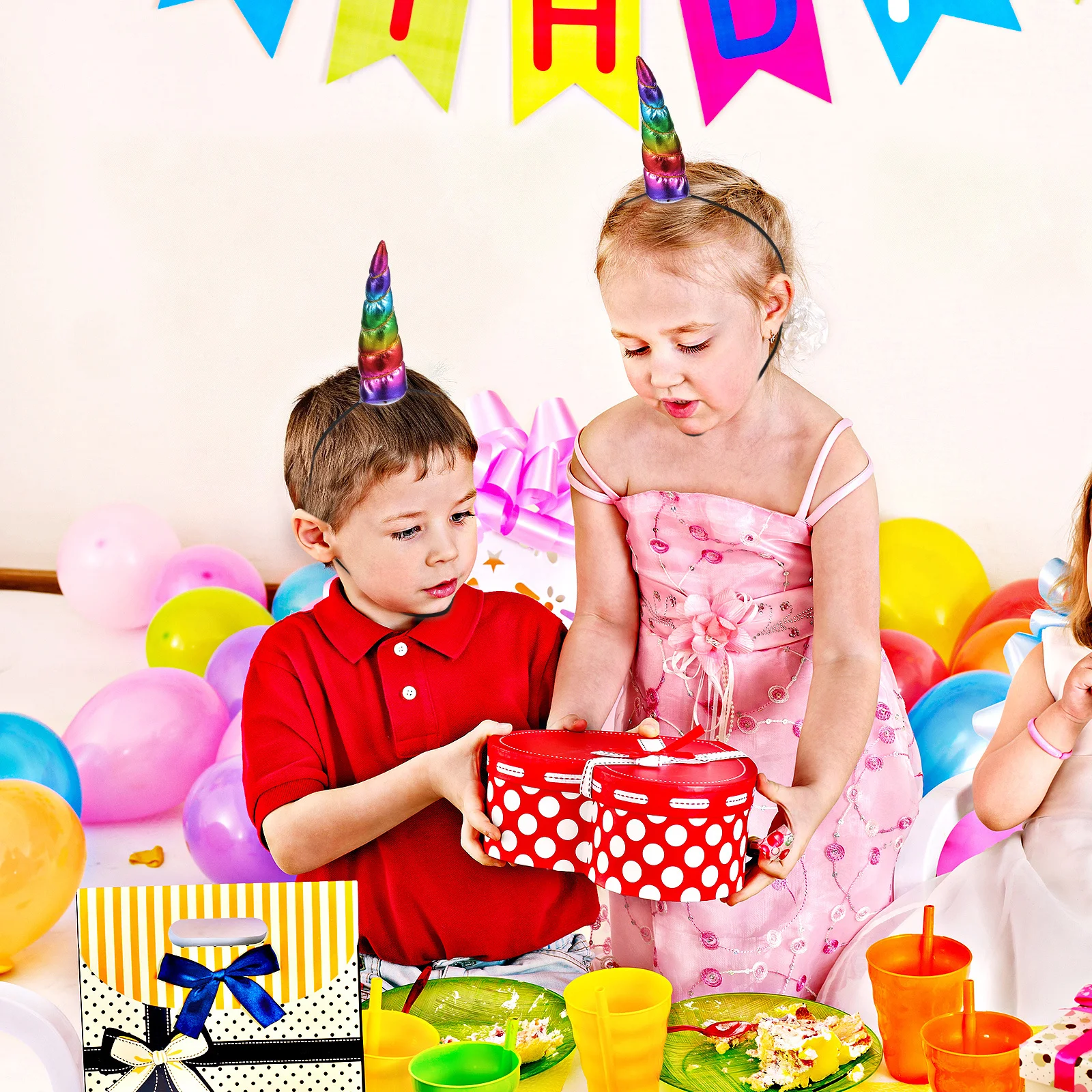 

12pcs Rainbow Headband For Christmas Party Hair Accessories Creative Colorful Light Up Headdress