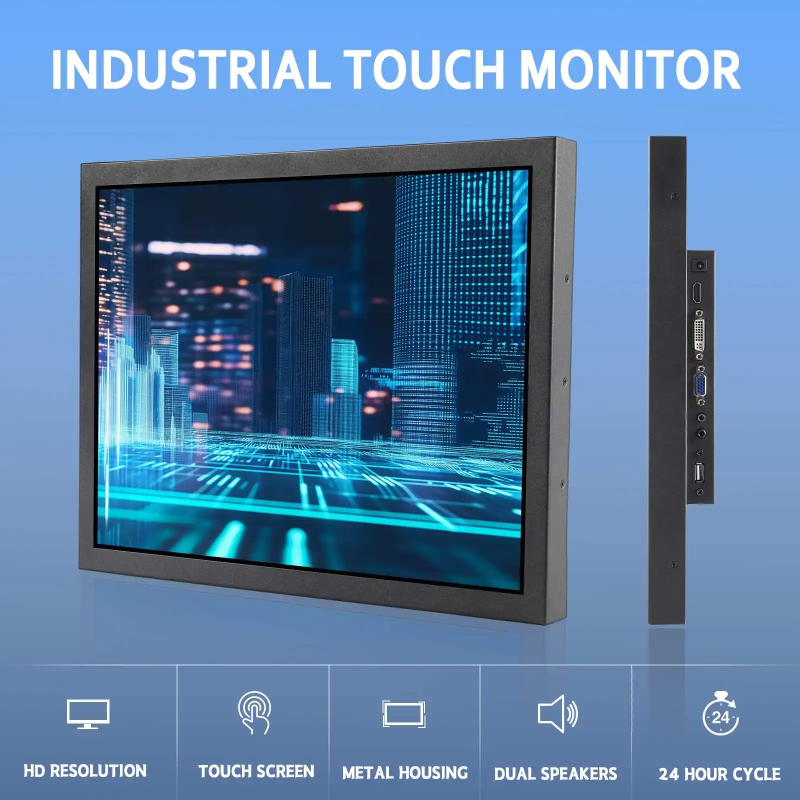 Outdoor 1000nits High Brightness 15inch 1024x768 LCD Monitor Optional Touch