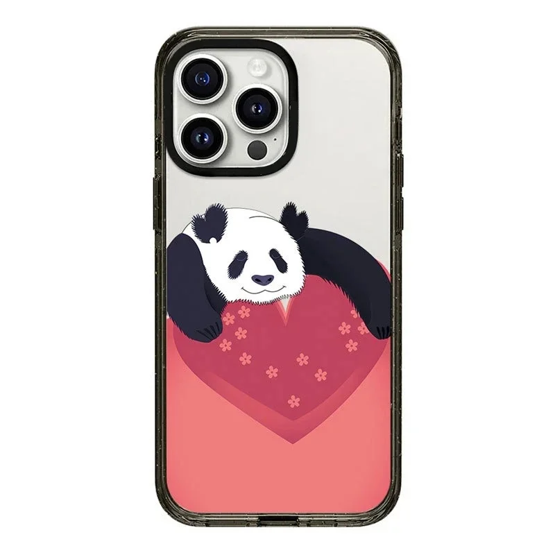 Cute Yoga Panda 2.0 Version Acrylic Upgrade Border Phone Case Cover for IPhone 11 12 13 14 15 Pro Max Case for IPhone 15 Pro Max