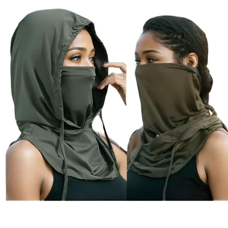 

Summer Cycling Sunscreen Mask Women's Neck Protection Mask UV Resistant Ear Hanging Headband Ice Silk Breathable Sunshade Veil