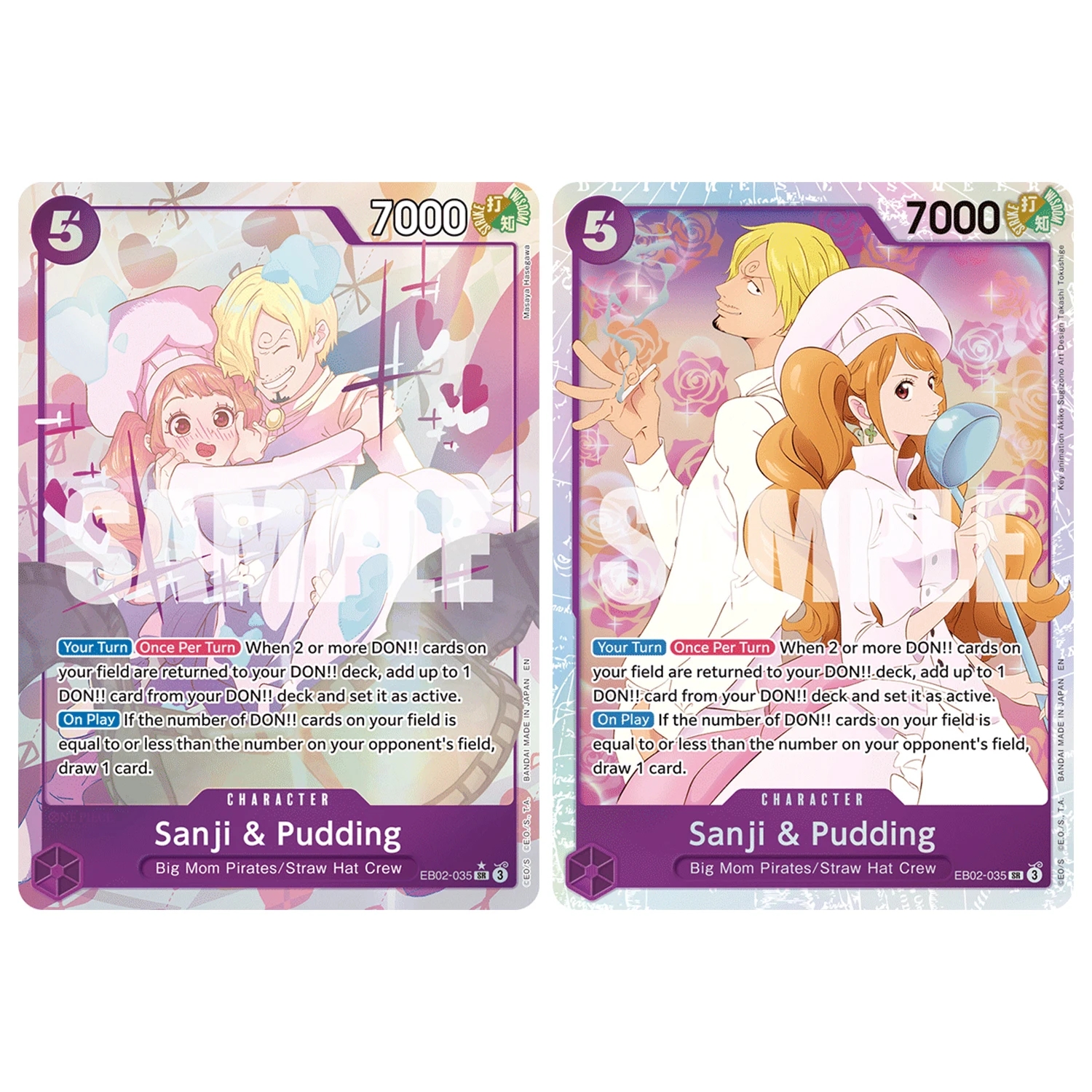2 Stück/Set DIY Englische One Piece Sanji Pudding OPCG Flash-Karten Selbstgemachte Klassische Anime-Sammelkarten Geschenk-Spielzeug