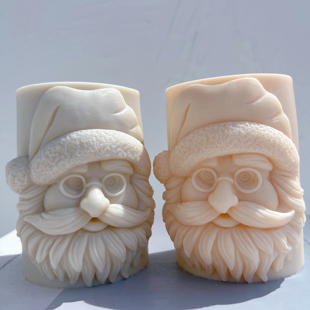 Pillar Santa Claus Candle Mold Father Christmas Resin Silicone Mold Kriss Kringle Plaster Gypsum Mould For Home Decor