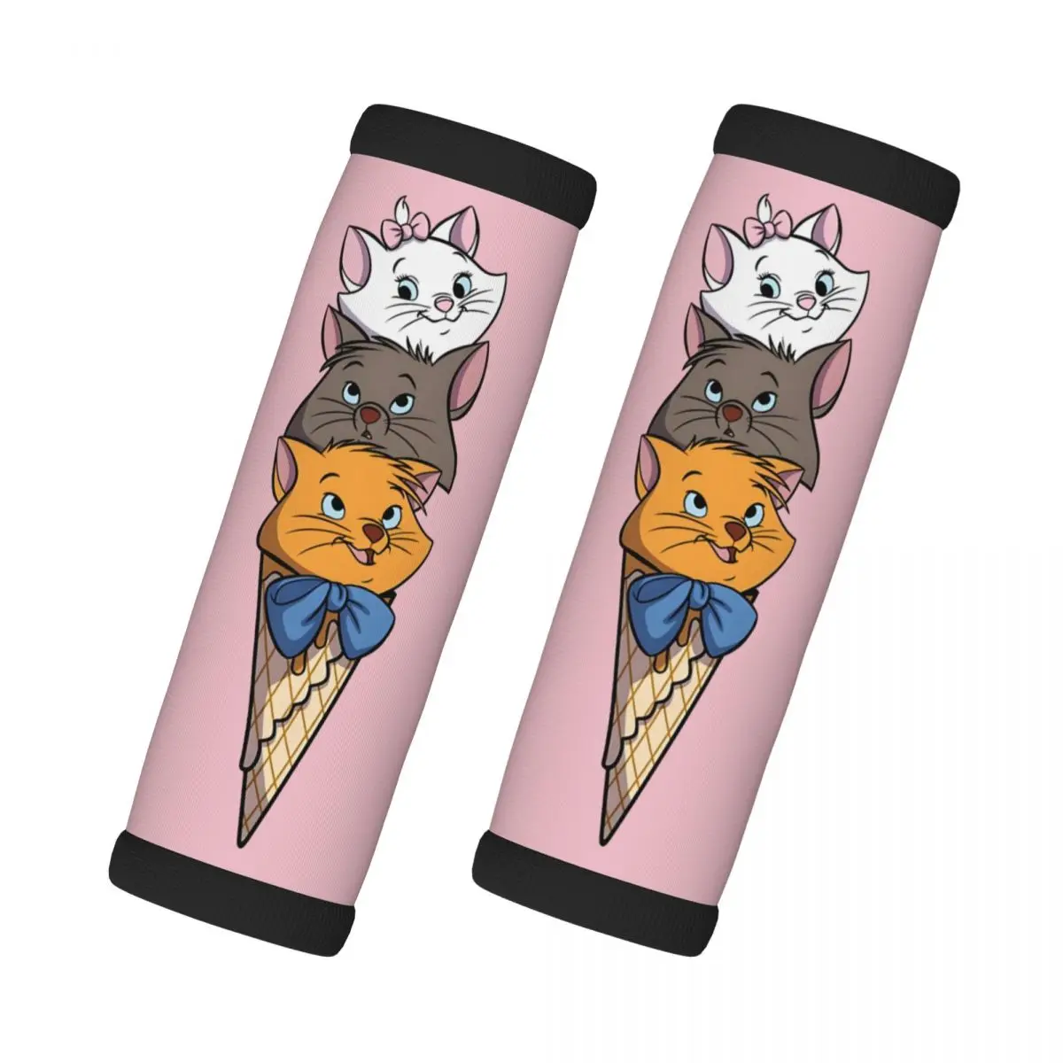 

Custom The Aristocats 2 Pcs Luggage Handle Wrap Soft Grip Handle Cover Cat Manga Handle Grip Neoprene Luggage For Car Interiors