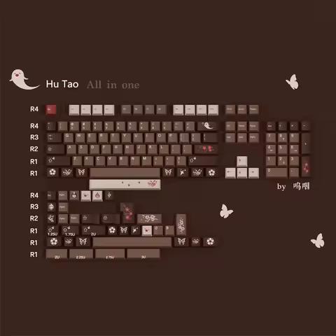 1 Set Genshin Impact Hu Tao Keycaps PBT 5 Sides Dye Subbed Game Anime Key Caps Brown Chocolate Cherry Profile MX Switches Keycap