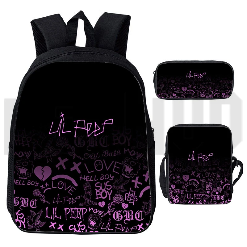 Casual Anime Rapper Lil Peep Backpacks for School Teenagers Girls Student 3 Pcs/Set Laptop Travel Bag Lil Peep Back Pack Female