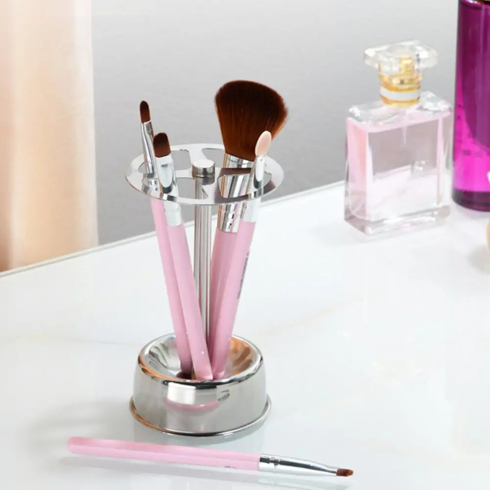 Toothbrush Holder Stand Stainless Steel Toothbrush Stand Metal Toothbrush Makeup Brush Holder with 4 Slot Storage for Countertop