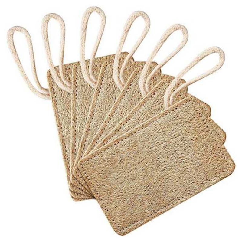 ABFW 6PCs Natural Loofah Luffa Sponge Dish Cleaning Brush Scrubber Kitchenware Cleaner Dishwashing Loofahs Scrub Pad
