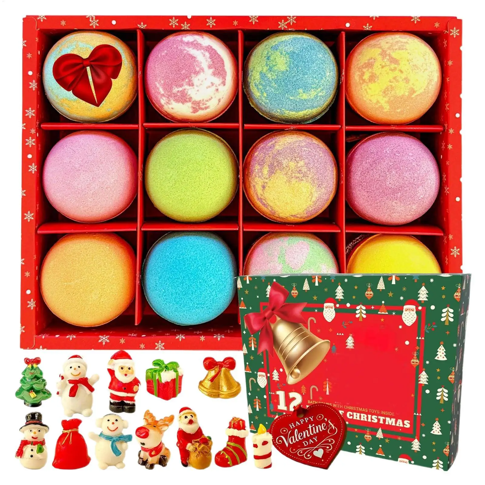 12pcs Christmas Bath Ball Aromatherapy Relax Stress Exfoliating Moisturize Shower Cleaner Handmade Bath Salt Ball Christmas gift