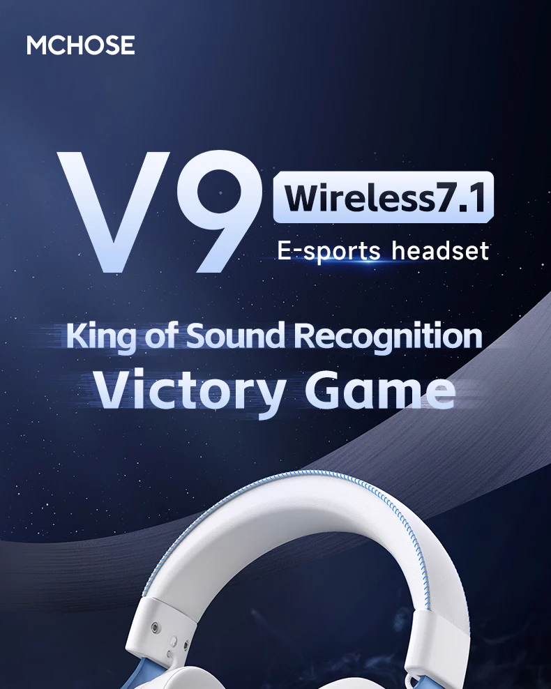 MCHOSE V9 Pro Elektronisches Sport-Headset Drei-Modus-Gaming USB Kabellos 7.1-Kanal Surround Sound Tragbares Headset mit Mikrofon – Detail 1