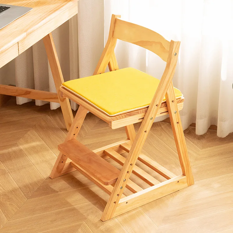 Solid wood liftable study chair Children's back student desk chair Writing Table