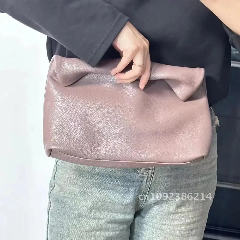 

Motingsome Daily Clutch Luxury Luxury Thick Cowhide Leather Woman Pouch Soft Bag 2023 Bag Hand Handbag Calfskin Folding Purses