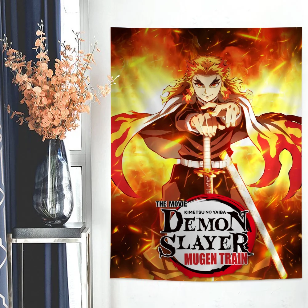 Demon Slayer Kyojuro Rengoku DIY Wall Tapestry Hippie Flower Wall Carpets Dorm Decor Wall Art Decor