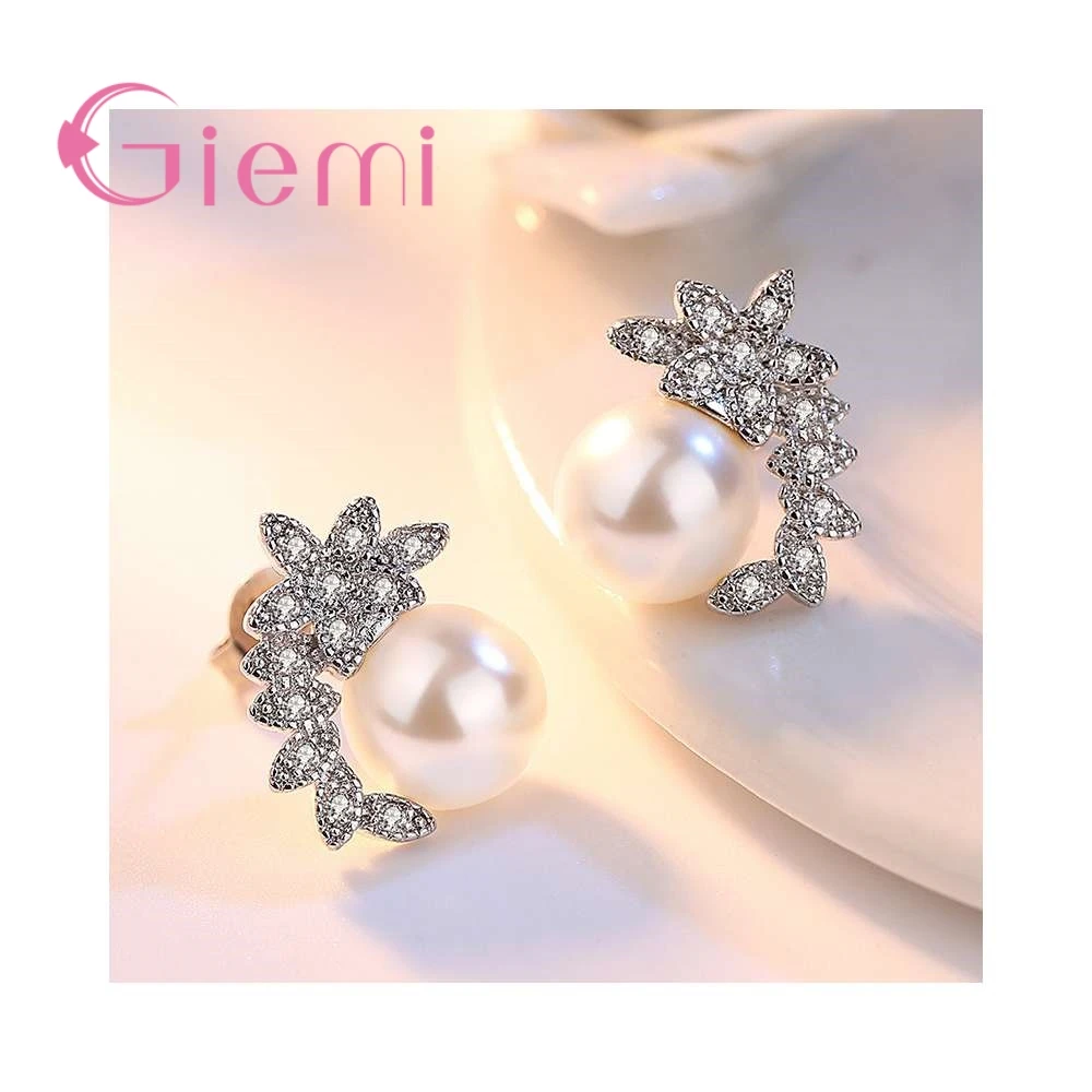 Top Quality Genuine 925 Sterling Silver Exquisite Women Stud Earring Classic Pearl Accessories Levers Earring Fast Shipping