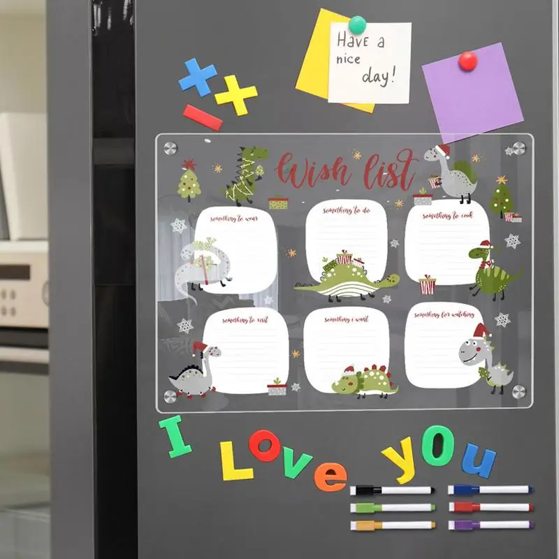 마그네틱 아크릴 달력, 대형 아크릴 달력, 주간 계획, 공룡 노트 보드, 3D 투명 지우개, 마그네틱 벽 달력