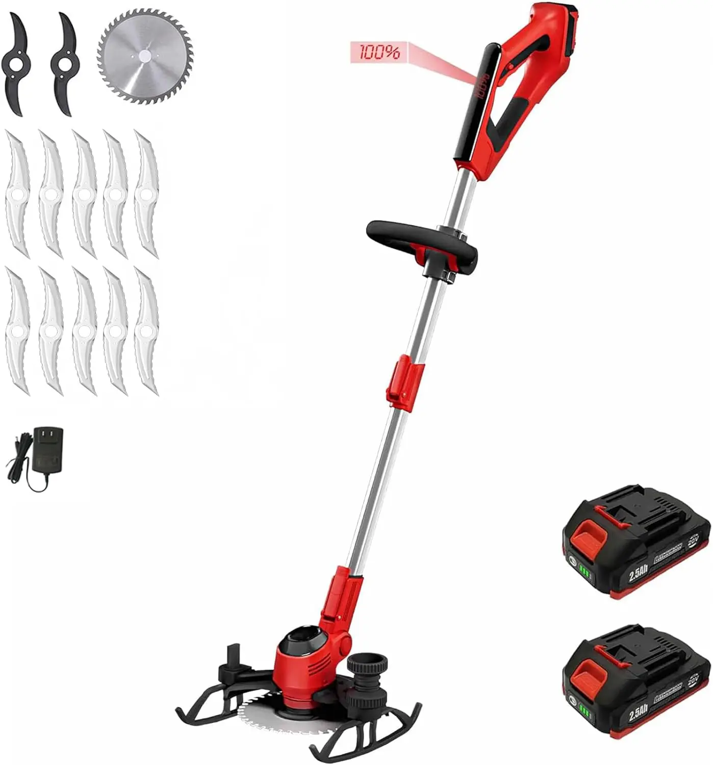 

Brushless Weed Wacker & Edger & Lawn Mower Cordless, with Two 2.5Ah Battery, 3-in-1 Battery Powered Brush Cutter, Charger Includ