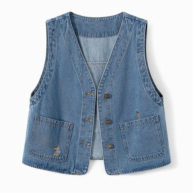 

Retro Denim Vest Women Spring Summer New Vest Women's Casual loose And Versatile Vest Sleeveless Denim Jacket Top Outerwear