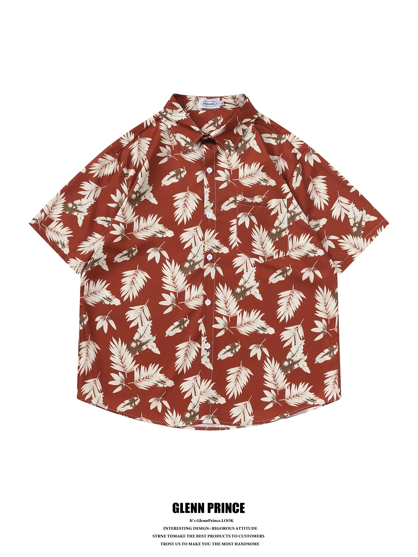 

Casual Short Sleeve Plant Patterned Hawaiian Shirt Men's Summer Beachwear Polyester Lycra Blend No Brand Youth Fashion